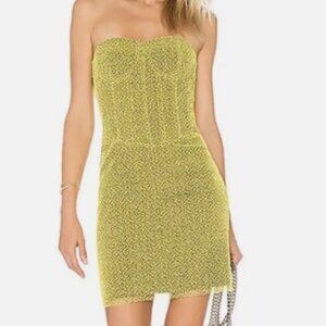 Diane von Furstenberg Yellow Strapless Corset Mini Dress M $598